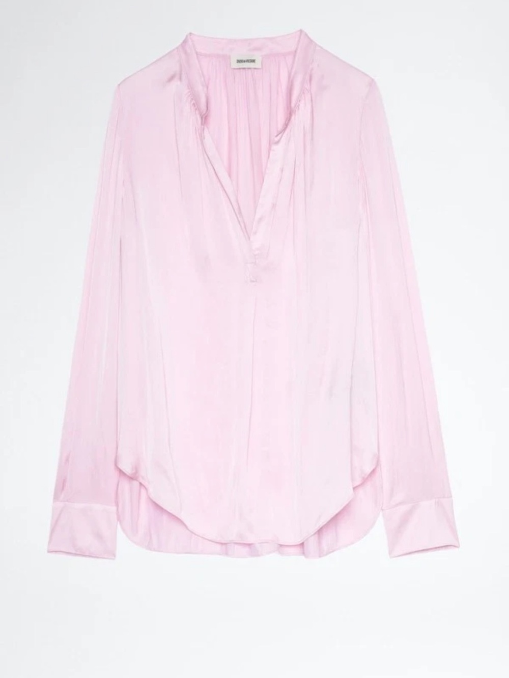 Zadig & Voltaire Women's Light Pink Satin V-Neck Long-Sleeve Blouse - Picture 2 of 7